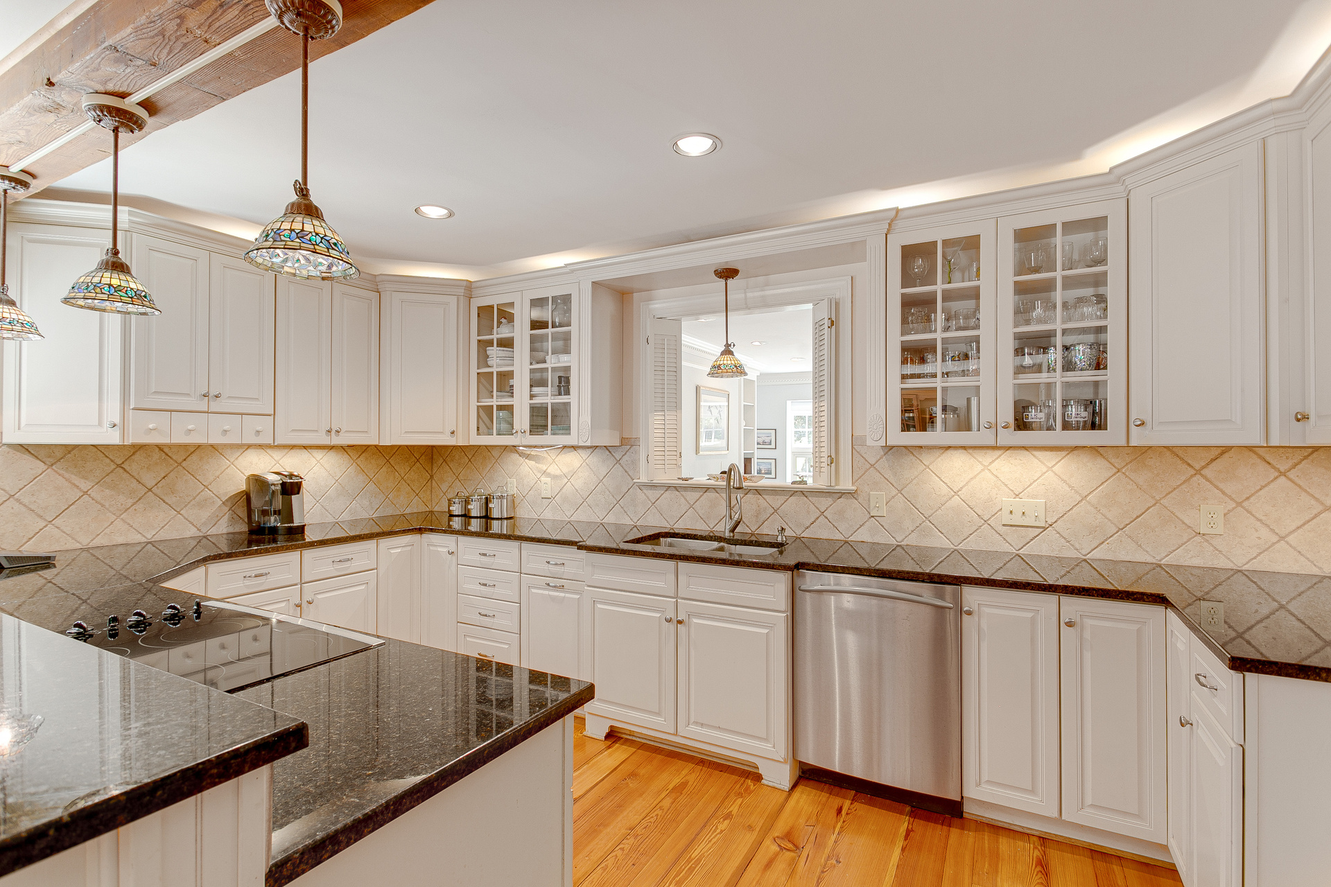 mid century modern farmhouse rustic white kitchen interior stone